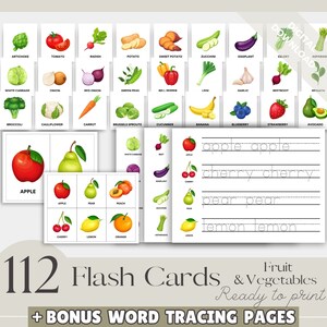 Fruit & Vegetable Classroom Flashcards, Teachers Flash Cards, Nursery Preschool Flashcards Homeschool Learning, Kids Flashcards Digital File
