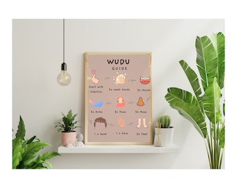 Impressão do guia Wudu, Impressão do guia Wudu para crianças, Passos Wudu, Wudu passo a passo, Gráfico Wudu para impressão, Educação islâmica, Impressão Wudu