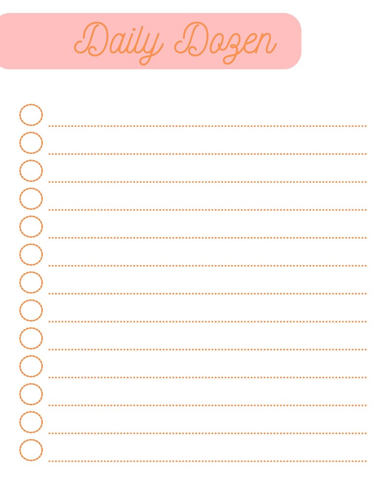 Daily Dozen Printable to Do List for Simple Daily - Etsy