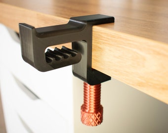 Headphone Holder - Clamp Stand for Desk with Large Screw and Cable Holder Under Desk