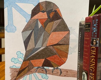 Geometric Bird with Snowflakes