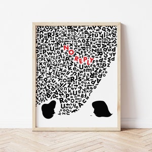 The Beatles No Reply Poster, Trendy Wall Art, Retro Print, Song Lyrics, Printable Digital Download, Relationship Gift, Music Gift, 1960s