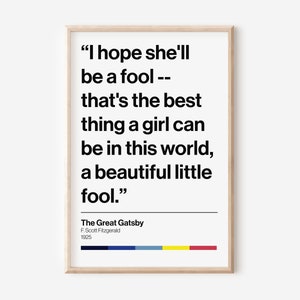 Great Gatsby Book Quote Poster, Minimalist Wall Art, Movie Quote Print, Book Poster, Book Lover Gift, F. Scott Fitzgerald, Digital Printable