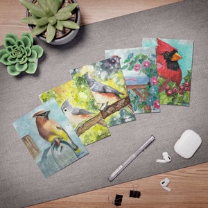Vogel Kunst Grußkarten | Kunst für Naturliebhaber, Vogelbeobachter | Original Aquarell Kunst | Designvielfalt 5er Pack | Kohlmeise