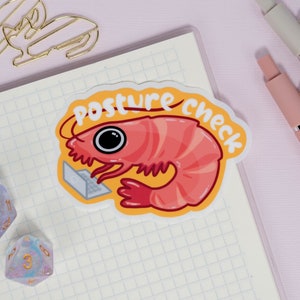 Cute Shrimp Sticker | Vinyl Matte | Waterproof | Funny | Cute Kawaii for Bullet Journal Planner Laptop Water Bottle | Stationery