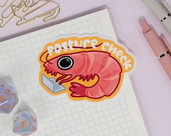 Cute Shrimp Sticker | Vinyl Matte | Waterproof | Funny | Cute Kawaii for Bullet Journal Planner Laptop Water Bottle | Stationery