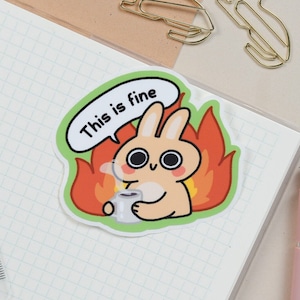 This is Fine Bunny | Vinyl Glossy Matte | Waterproof | Funny | Cute Kawaii for Bullet Journal Planner Laptop Water Bottle | Stationery