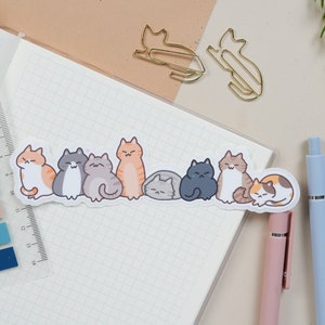 Ultra Long Cats Sticker | Wrap | Vinyl Glossy Matte | Waterproof | Funny | Cute Kawaii for Journal Planner Laptop Water Bottle | Stationery