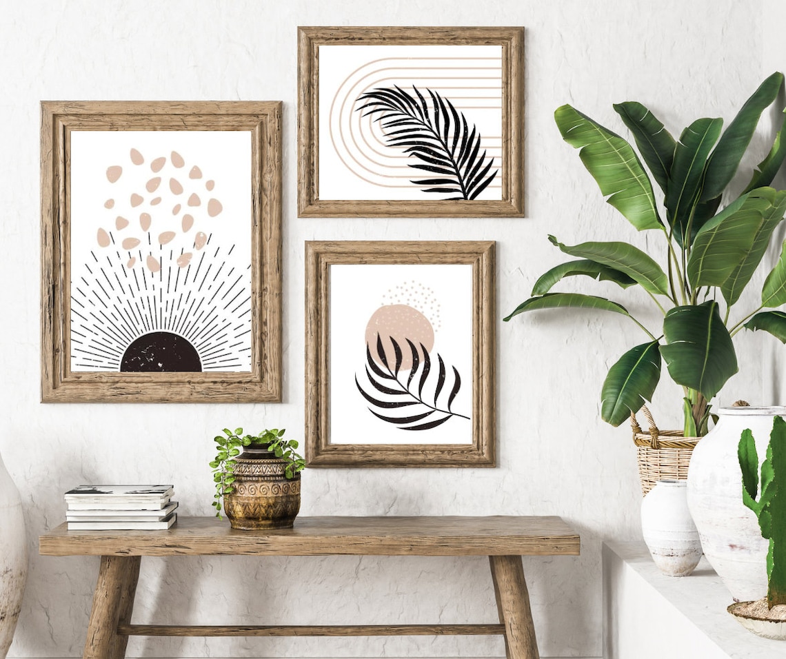 Boho Wall Art Gallery Wall Set, Mid Century Modern Prints, Bohemian ...