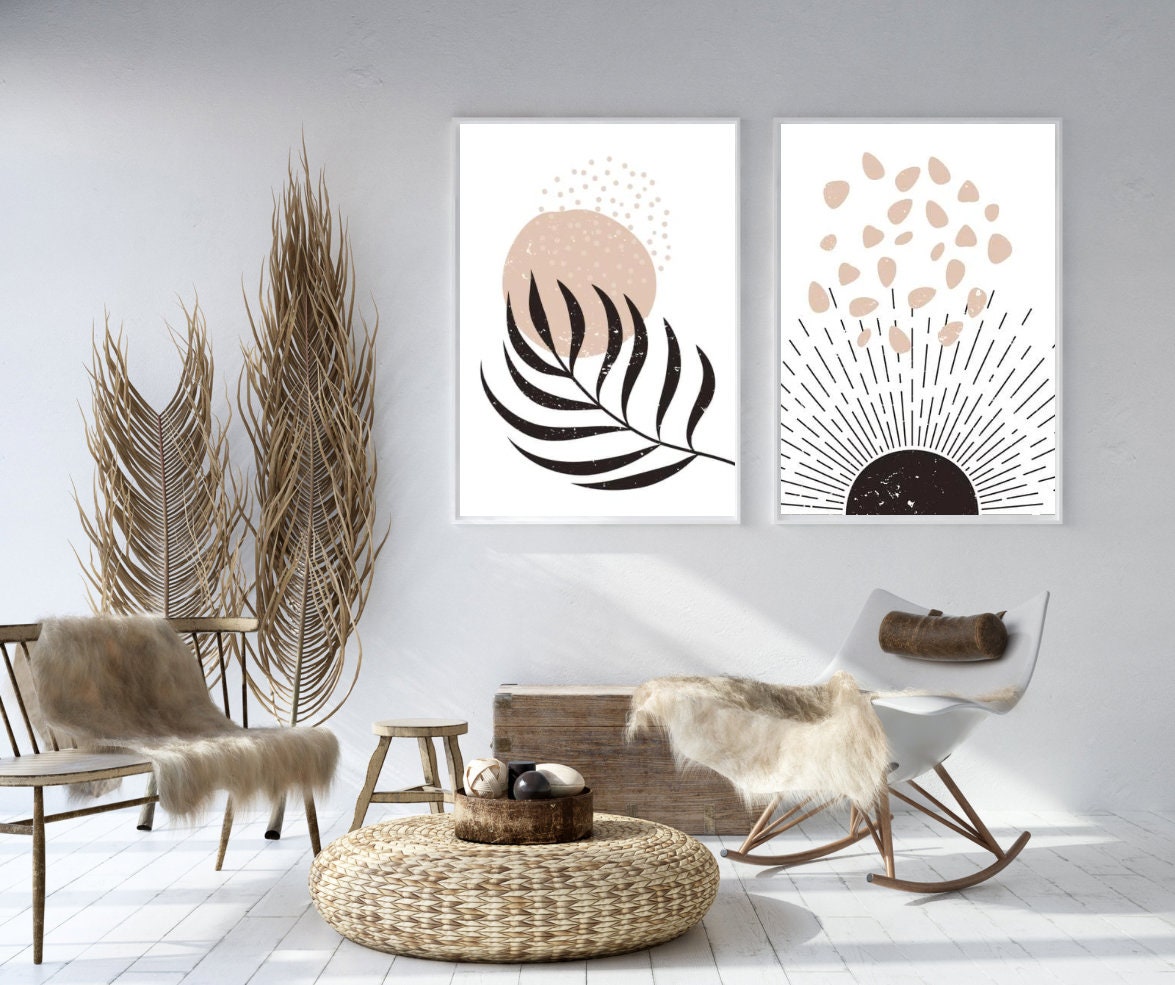 Boho Wall Art Gallery Wall Set, Mid Century Modern Prints, Bohemian ...