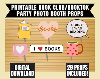 Book Club Booktok Party Photo Booth Props Printable | Book Birthday | Instant Digital Download Ready to Print | Library Reading Decorations