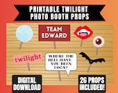 Twilight Photo Booth Props Printable | Twilight Birthday Party | Instant Digital Download Ready to Print | Vampire Edward Cullen | Fan DIY