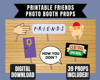 Friends Photo Booth Props Printable | Friends Birthday Party Decorations | Instant Digital Download Ready to Print | TV Show Series Fan DIY