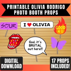 Olivia Rodrigo Photo Booth Props Printable | Olivia Rodrigo Birthday Party Decorations | Instant Digital Download Print | DIY | SOUR | Fan