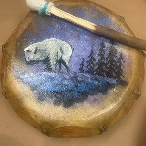 Navajo handmade hand painted buffalo/bison drum