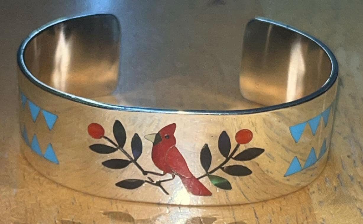 Native American Zuni Jewelry Handmade Inlay Turquoise Coral