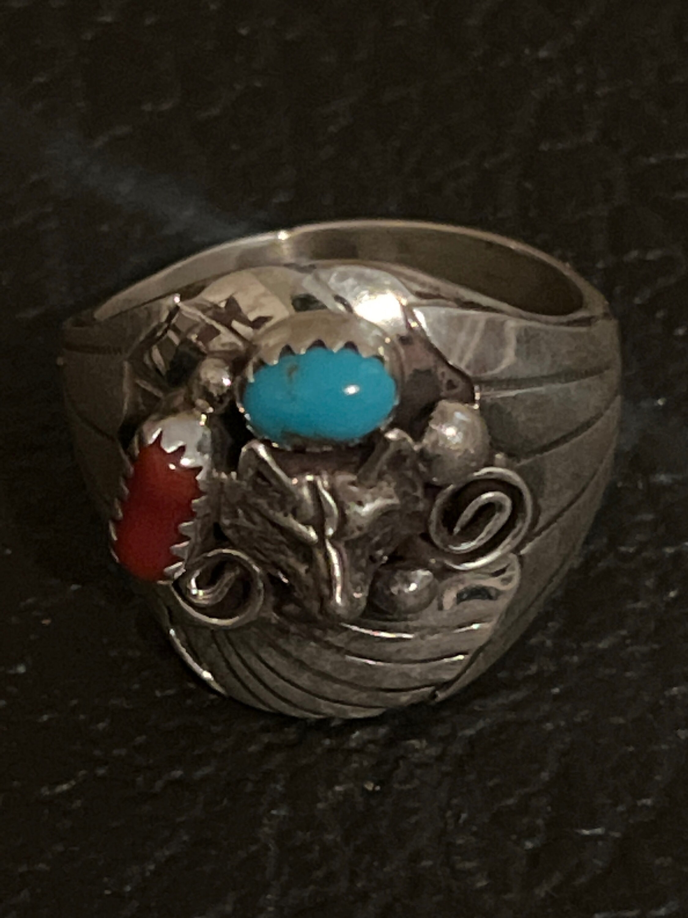 STERLING silver RB作　ターコイズ シルバーリングL403 7b21a0da8b415b0b471eb88ed46e9c
