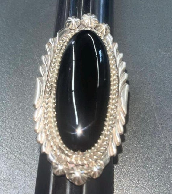 Native American Navajo Jewelry Handmade Onyx Sterling Silver Ring
