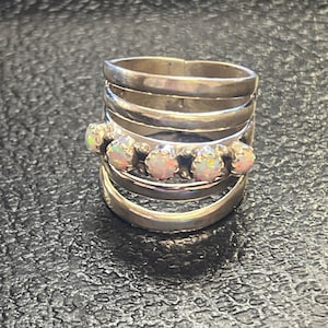 Navajo handgemachte Sterling Silber Opal Ringschiene Größe 9,5
