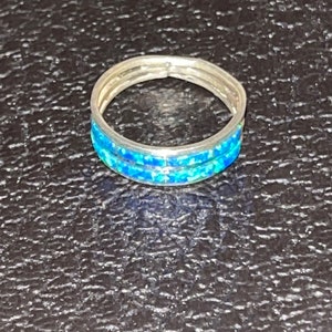 Navajo handmade sterling silver opal ring size 7.5 inlay