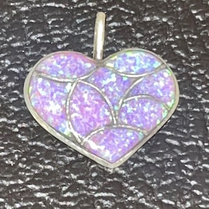 Zuni handmade sterling silver opal inlay heart pendant
