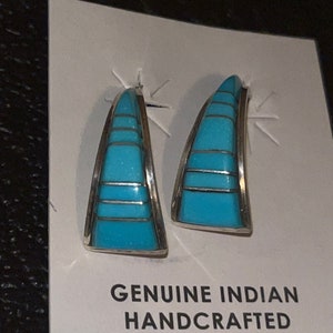 Zuni handmade sterling silver opal earrings