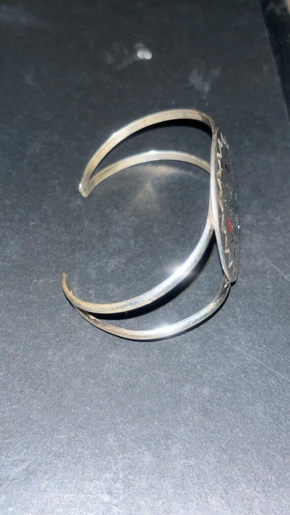 Native American Zuni Handmade Turquoise Inlay Sterling Silver Blue
