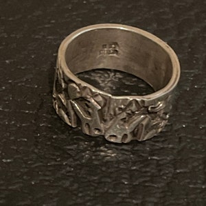 Navajo handmade horses sterling silver inlay ring size 8