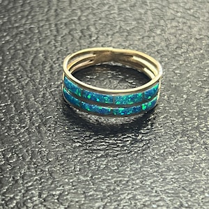 Navajo handmade inlay opal sterling silver inlay ring size 9