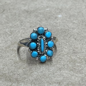 Zuni handgemaakte sterlingzilveren snake eye ring turquoise maat 7