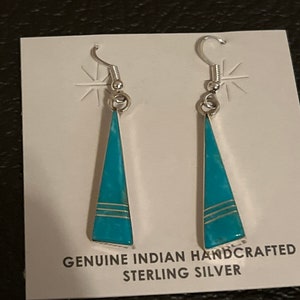 Navajo handmade sterling silver turquoise cluster earrings