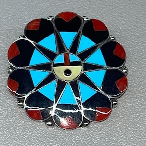 Zuni ズニ族 SUNFACE 太陽神 サンフラワー ピン ペンダント ゴージャス