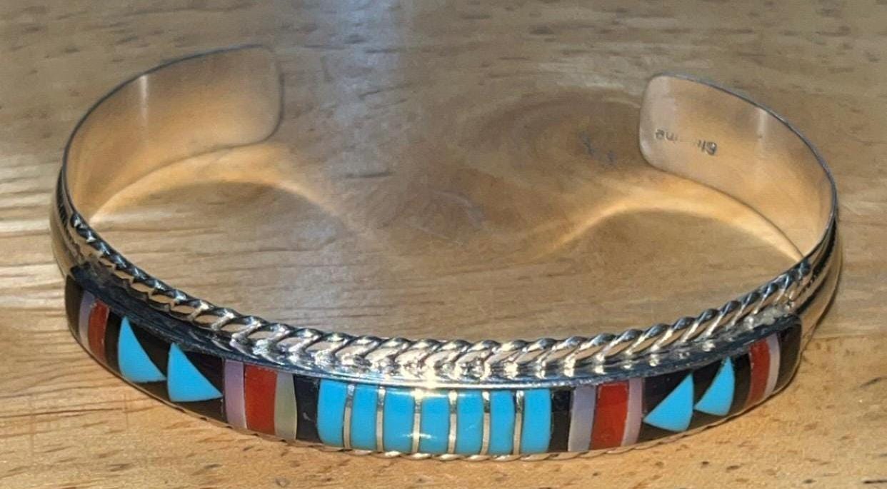 Native American Zuni Jewelry Handmade Sterling Silver Turquoise