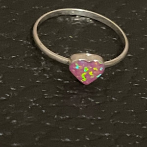 Navajo handgemachter Opal Herz Sterling Silber Cluster Ring Größe 8 zierlich