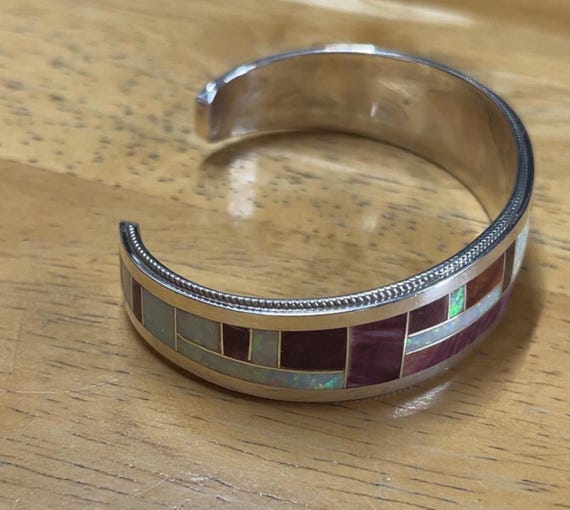 アクセサリー Zuni Handmade silver Bracelet Jewelry Native America Zuni Jewelry Handmade Sterling Silver Cluster Inlay