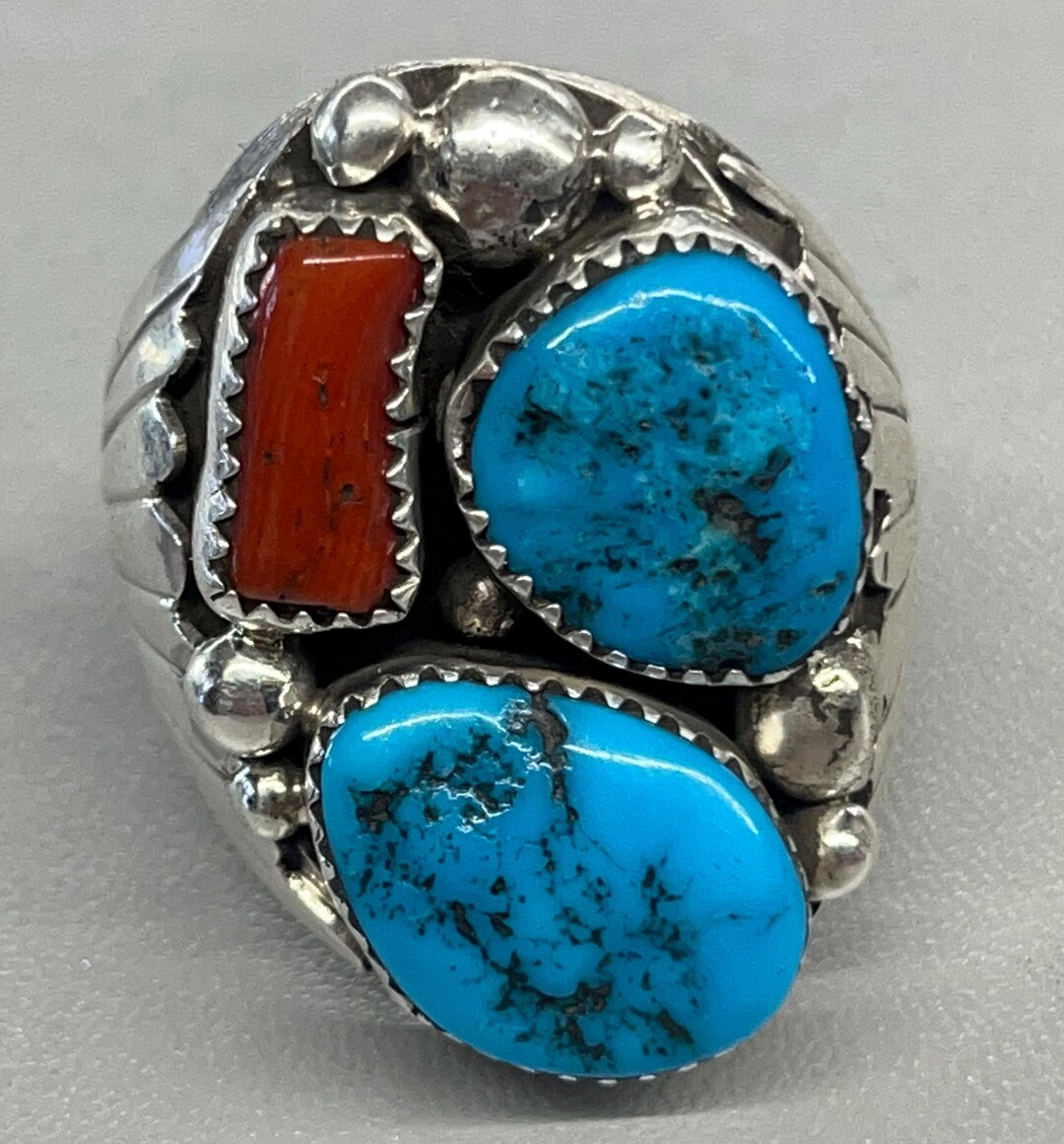 Native American Navajo Handmade Sterling Silver Natural Turquoise and ...