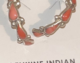 Navajo sieraden handgemaakte sterling zilveren stekelige oester oorbellen