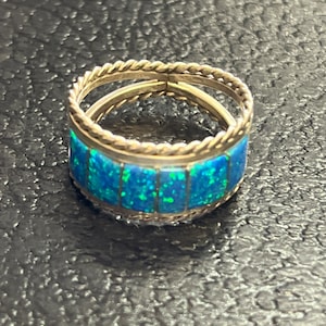 Navajo handmade sterling silver opal ring size 7.75