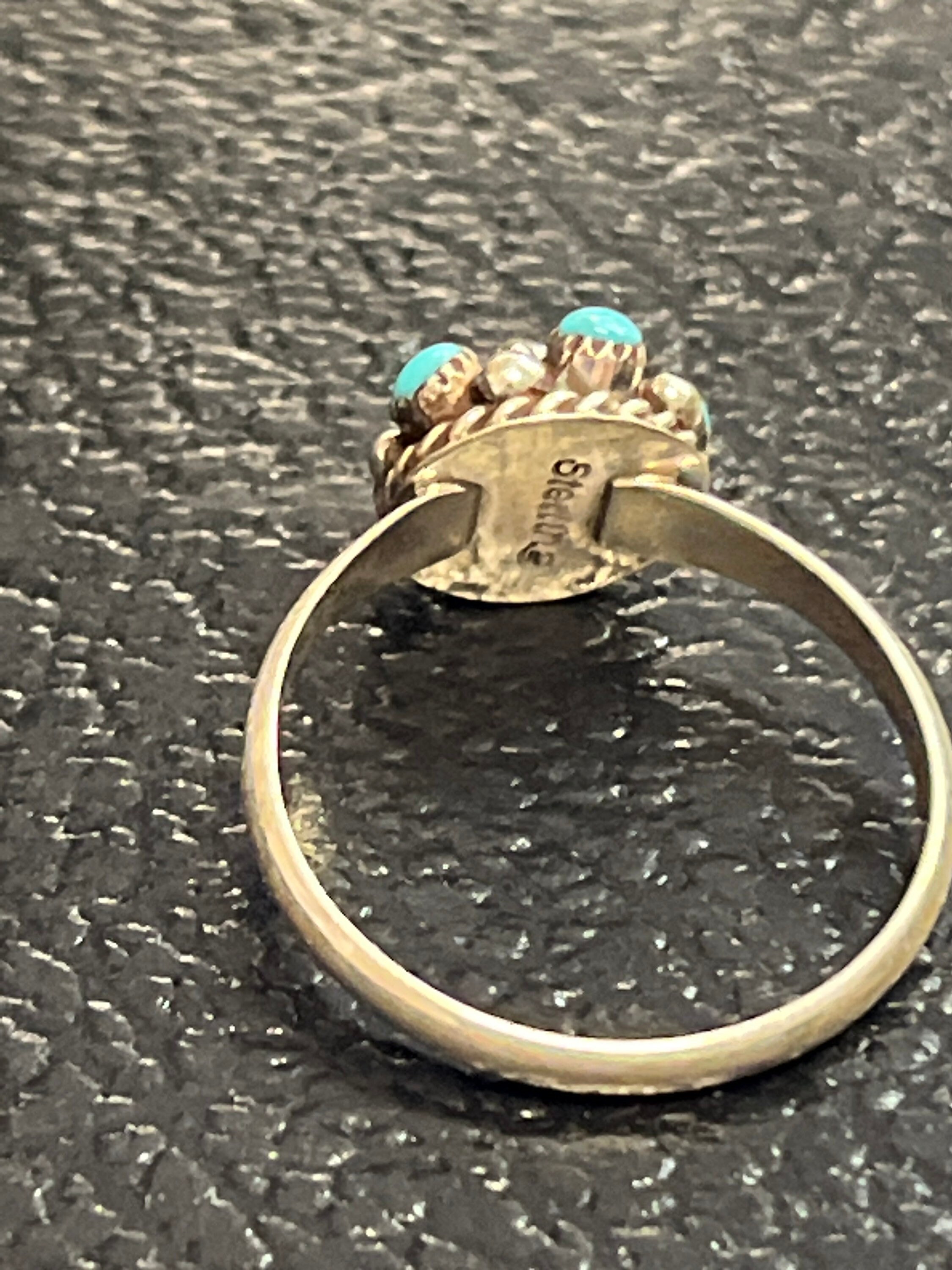 Navajo Handmade Cluster Turquoise Sterling Silver Inlay Ring Size 8 - Etsy