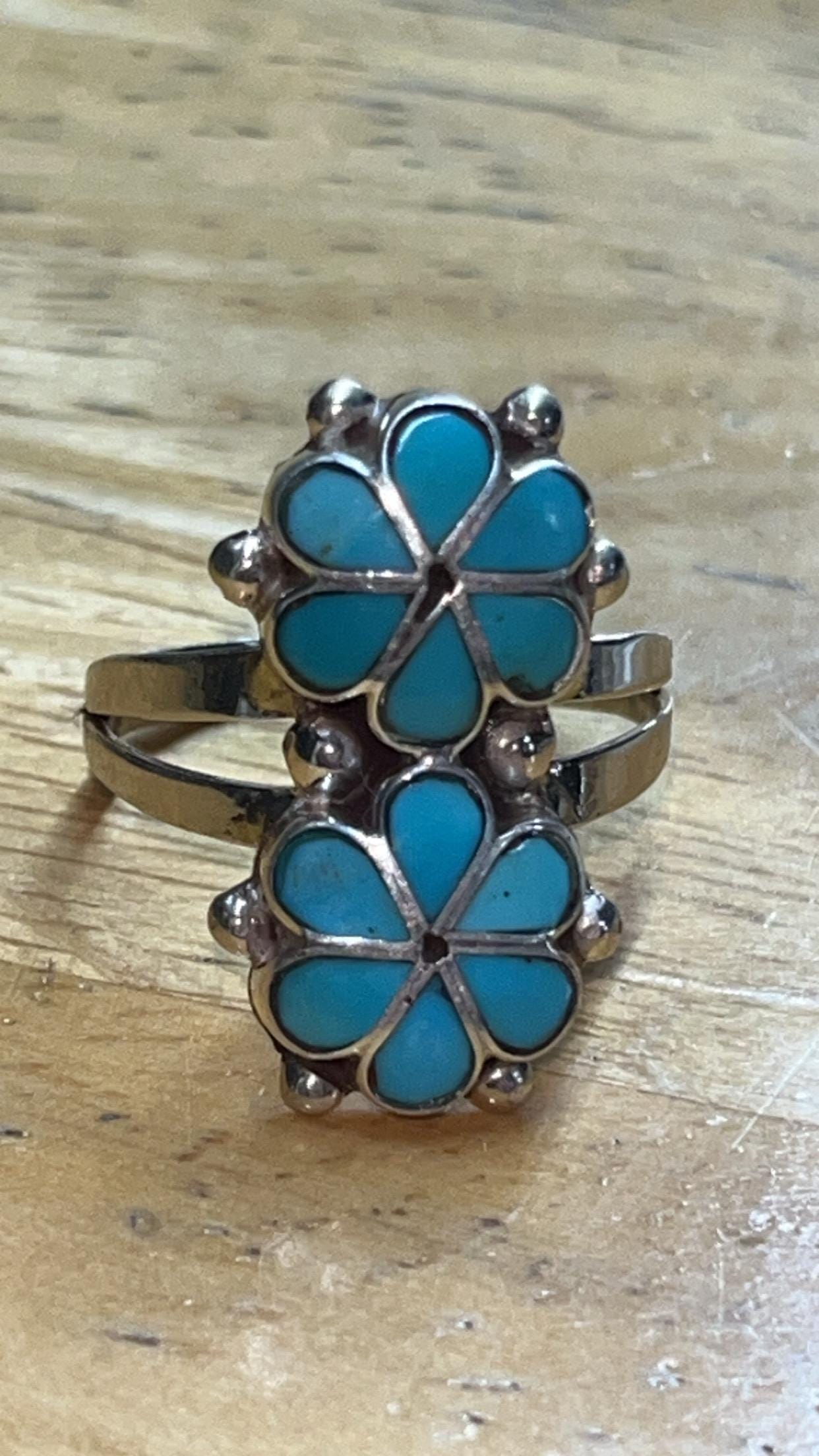 Native American Zuni Jewelry Handmade Sterling Silver Turquoise