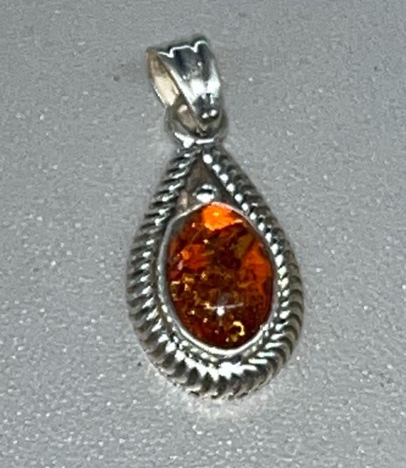 Native American Navajo Jewelry Handmade Sterling Silver Amber