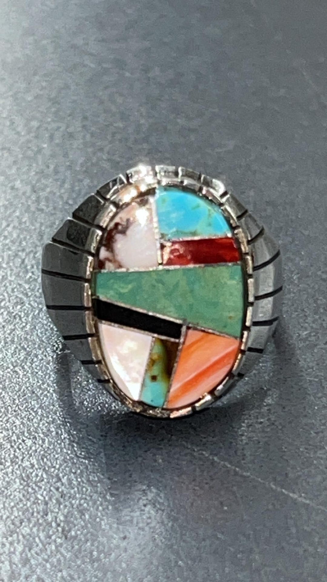 Native American Navajo Handmade Cluster Turquoise Multi Stone