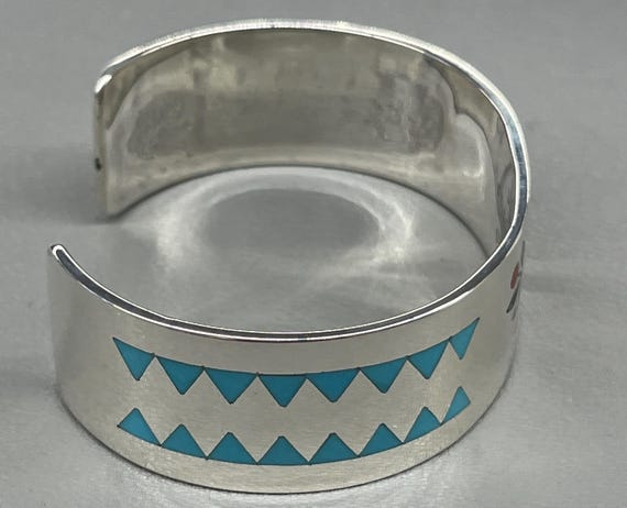 Native American Zuni Handmade Inlay Turquoise Coral Cardinal Bird