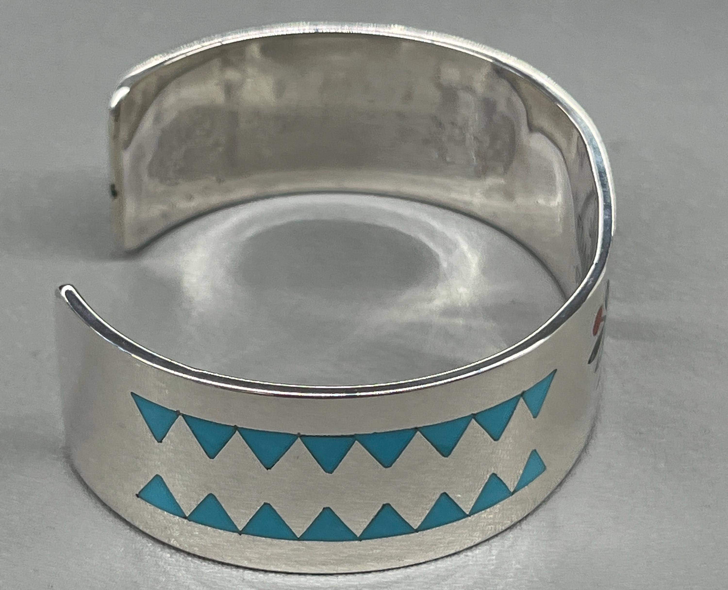 Native American Zuni Handmade Inlay Turquoise Coral Cardinal Bird