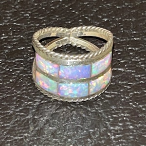 Navajo handmade sterling silver opal ring size 7