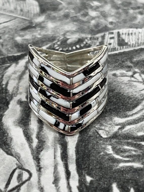 Native American Navajo Handmade Handmade Sterling Silver Inlay
