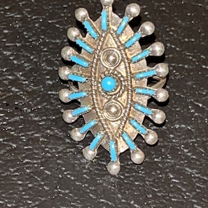 Navajo handmade sterling silver turquoise ring size 11.5