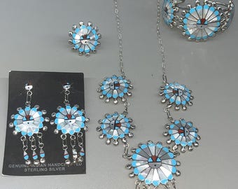 Native American Zuni Handmade Jewelry Turquoise Mother of Pearl