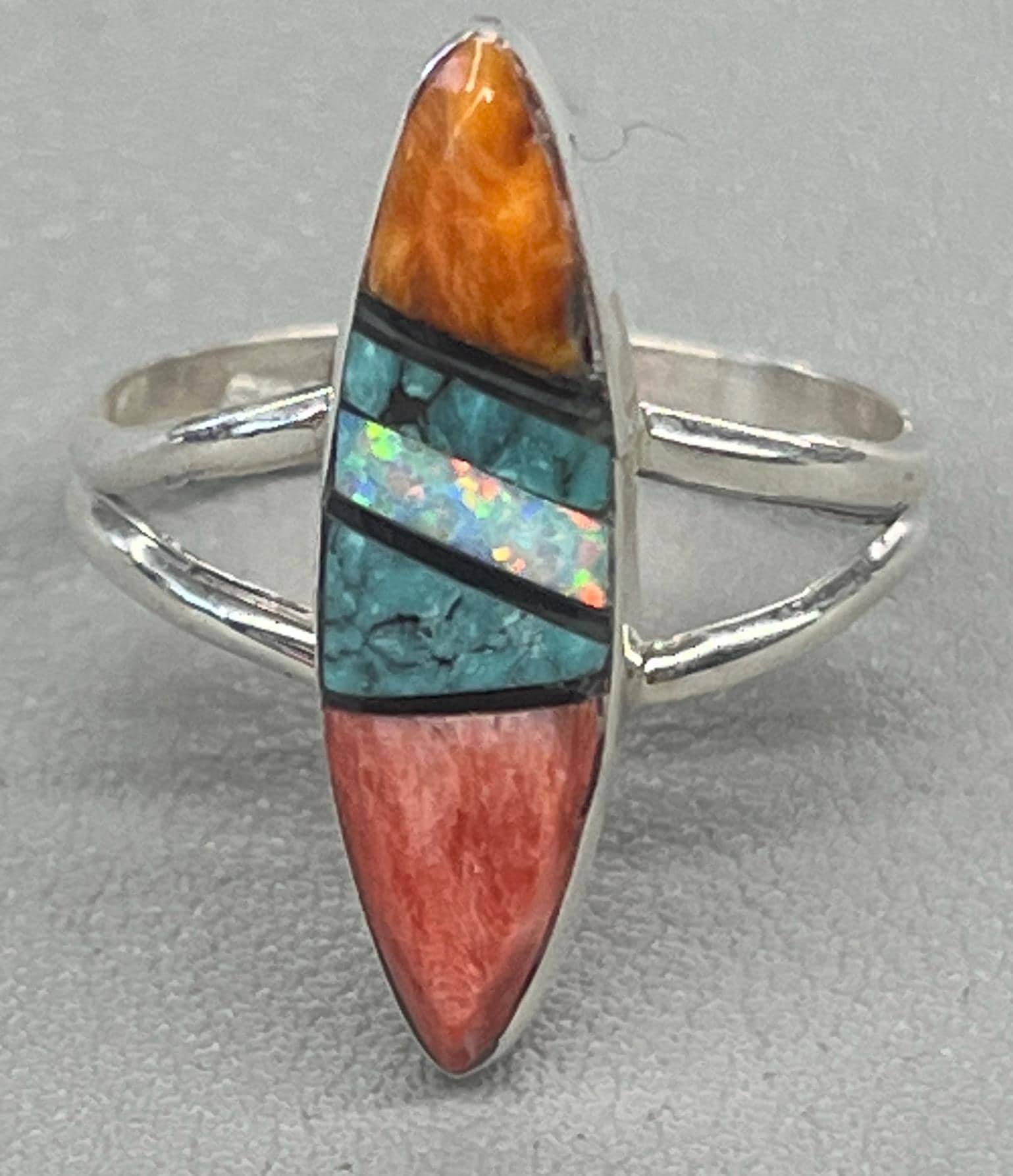 Native American Zuni Handmade Turquoise Spiny Oyster Sterling