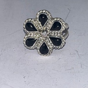 Zuni handmade sterling silver inlay ring size 7 onyx